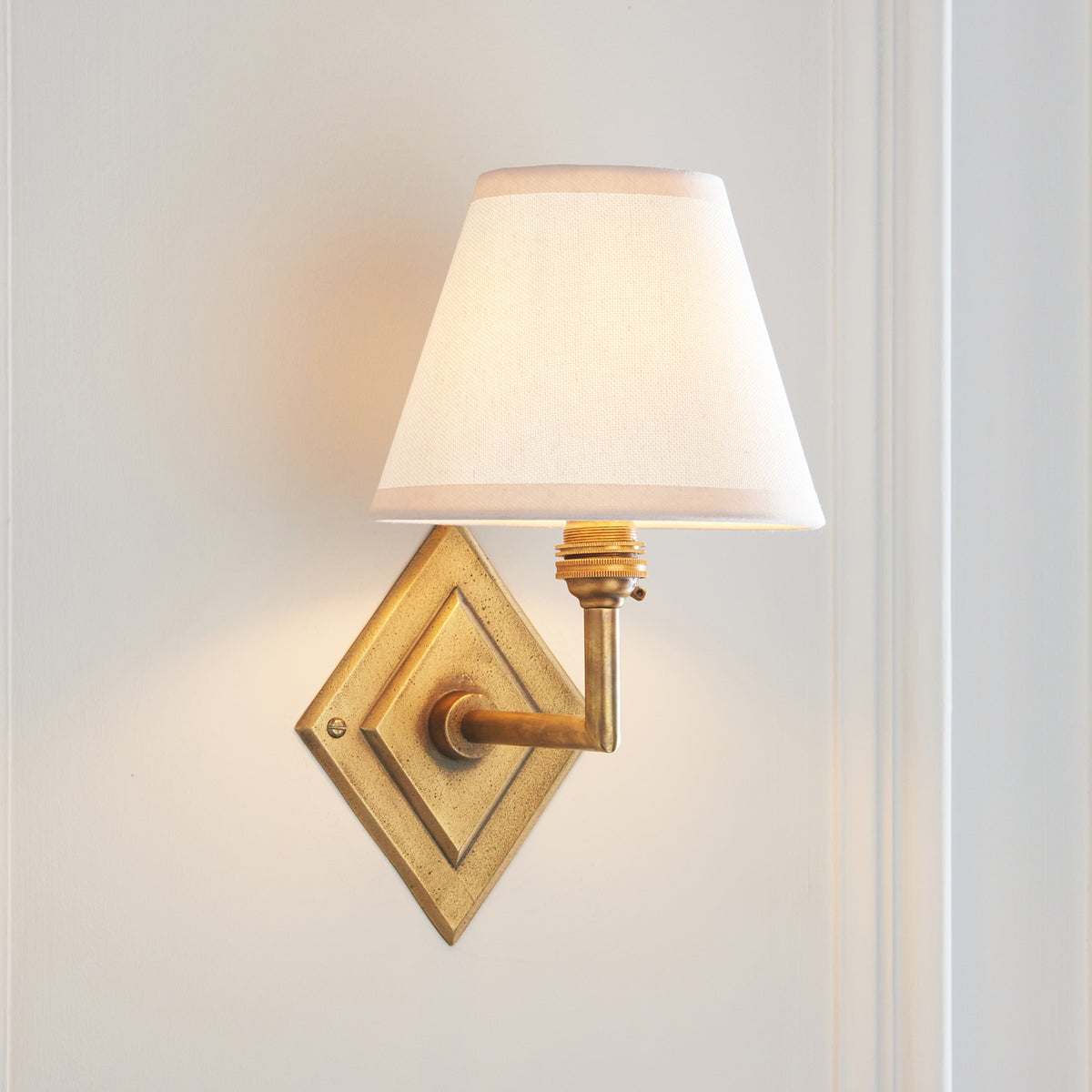 Endon Diamond Angle & Ivy 16cm Wall Antique brass & vintage white fabric