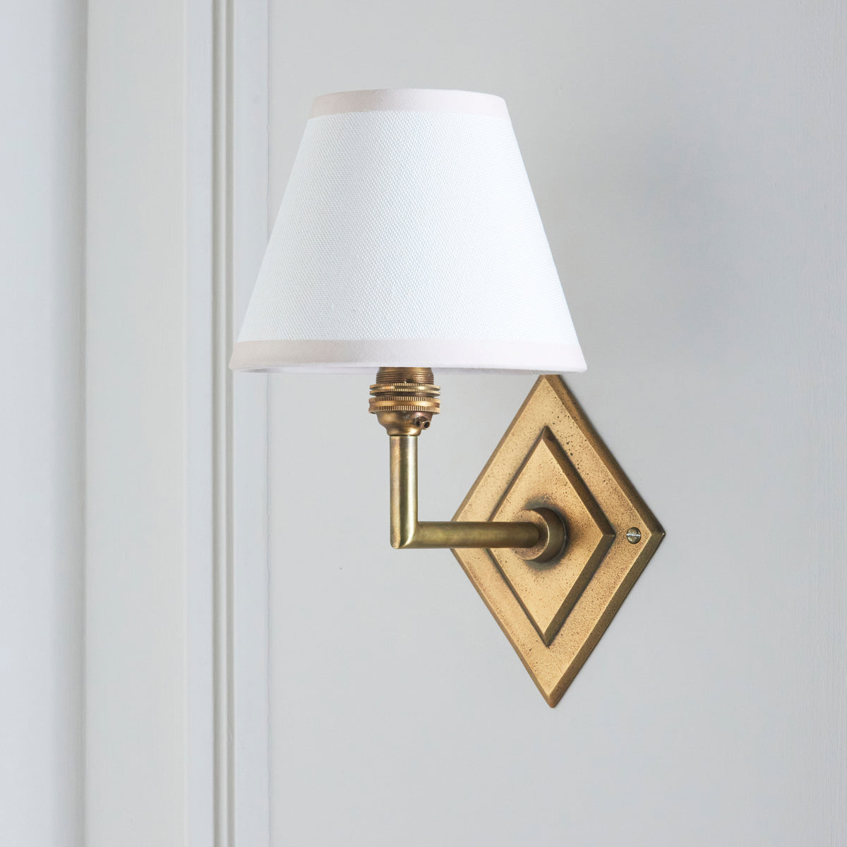 Endon Diamond Angle & Ivy 16cm Wall Antique brass & vintage white fabric
