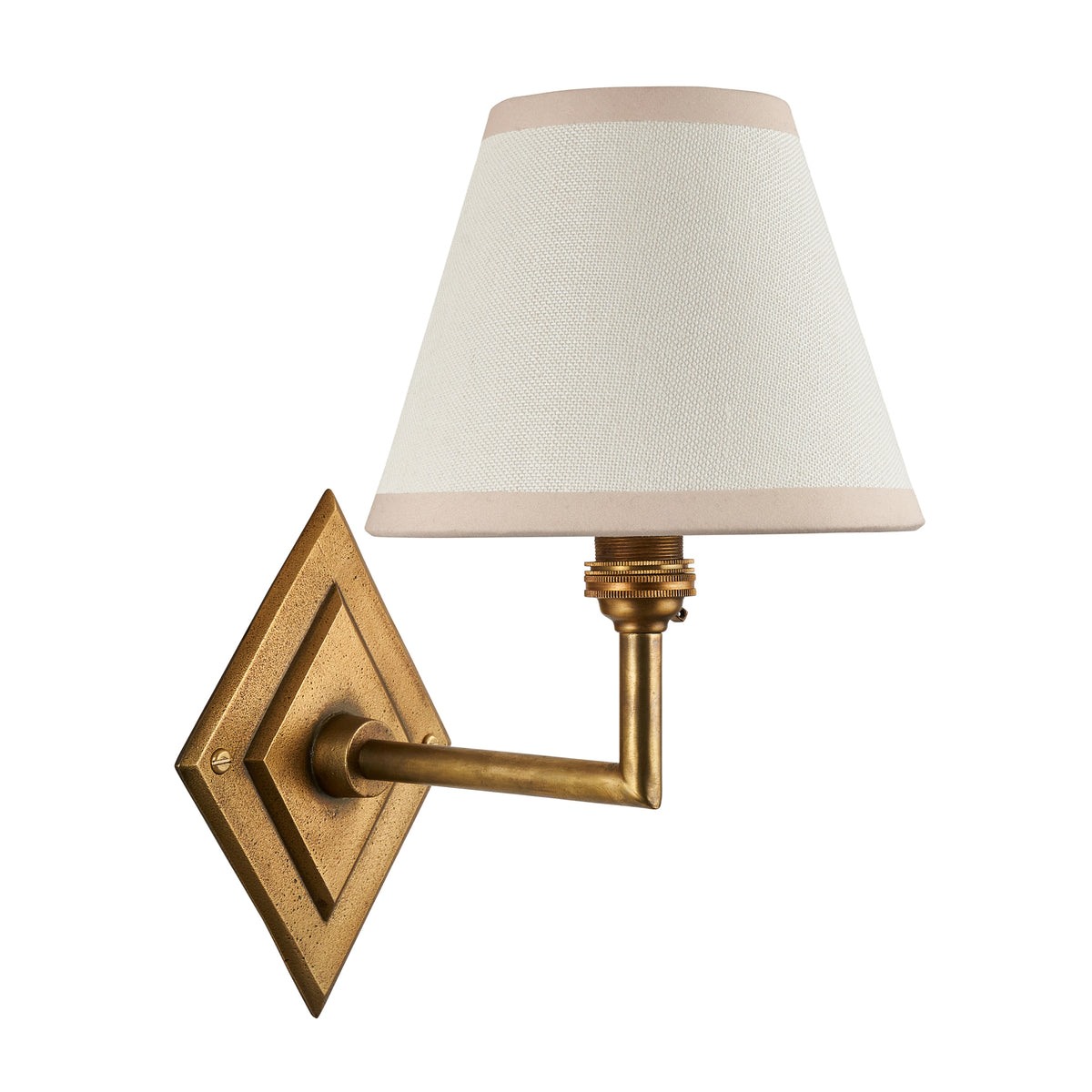Endon Diamond Angle & Ivy 16cm Wall Antique brass & vintage white fabric