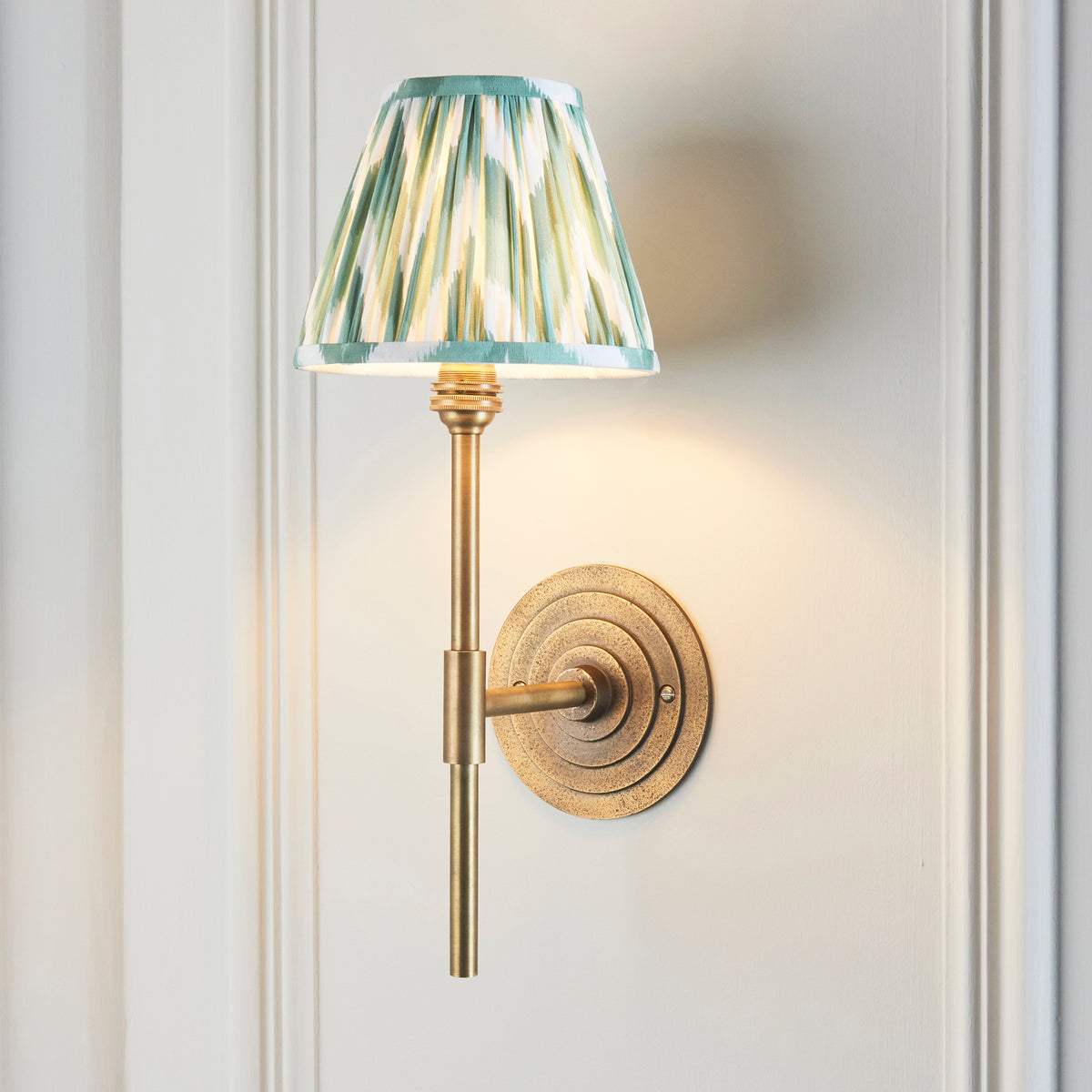Endon Halo Tall & Zigzag 16cm Wall Antique brass & cotswold green fabric
