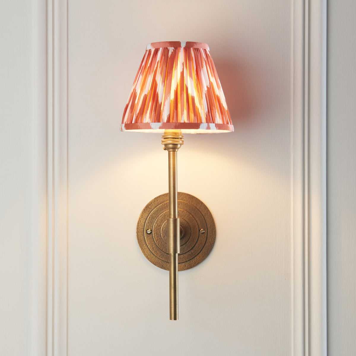 Endon Halo Tall & Zigzag 16cm Wall Antique brass & apricot orange fabric