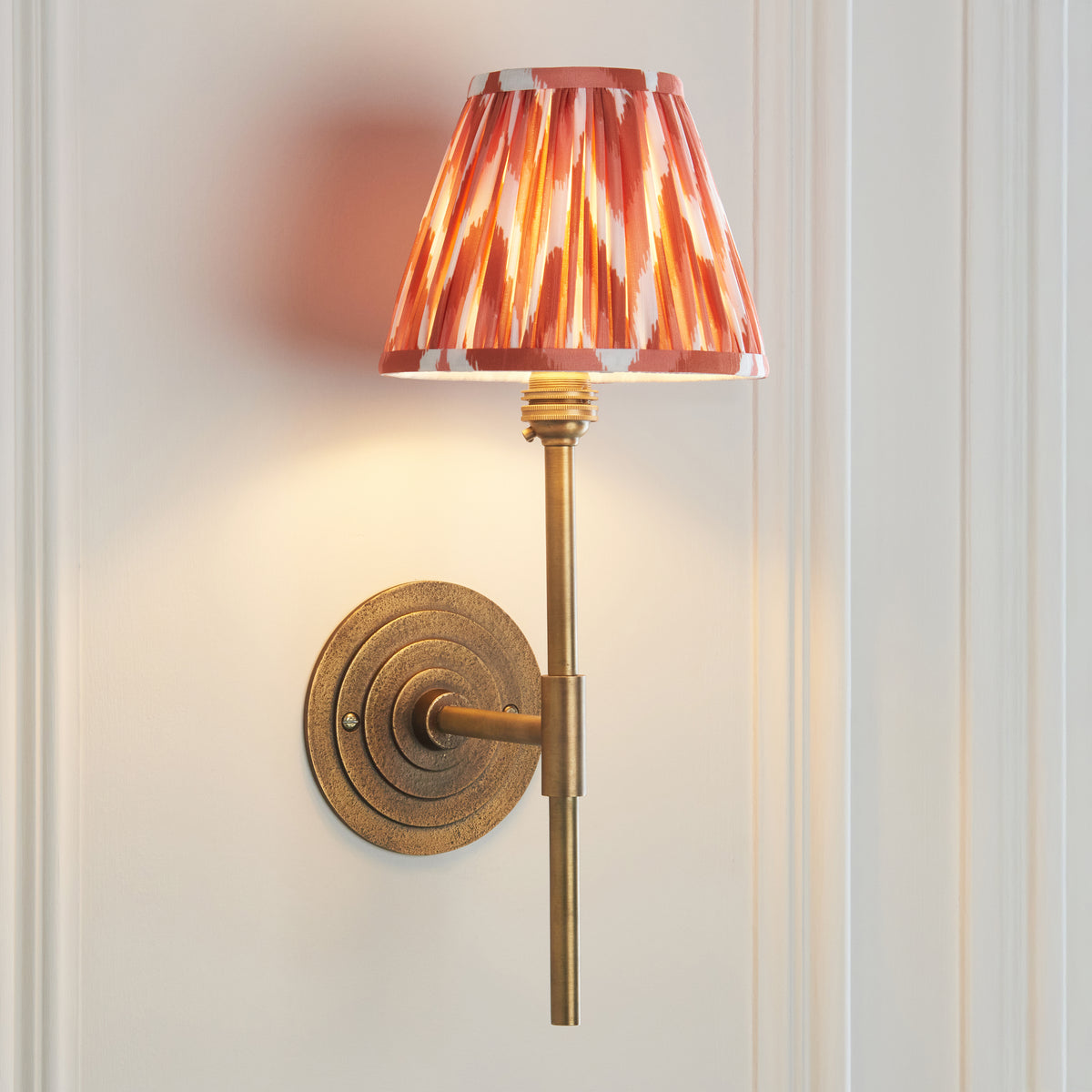 Endon Halo Tall & Zigzag 16cm Wall Antique brass & apricot orange fabric