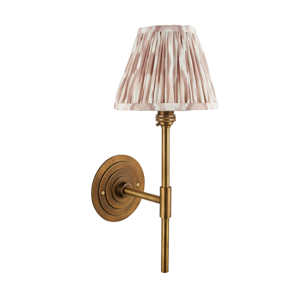 Endon Halo Tall & Ikat 16cm Wall Antique brass & neutral print fabric