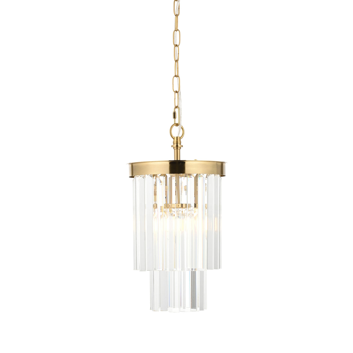 Endon Conaston Pendant Brushed aged brass plate & clear cut glass