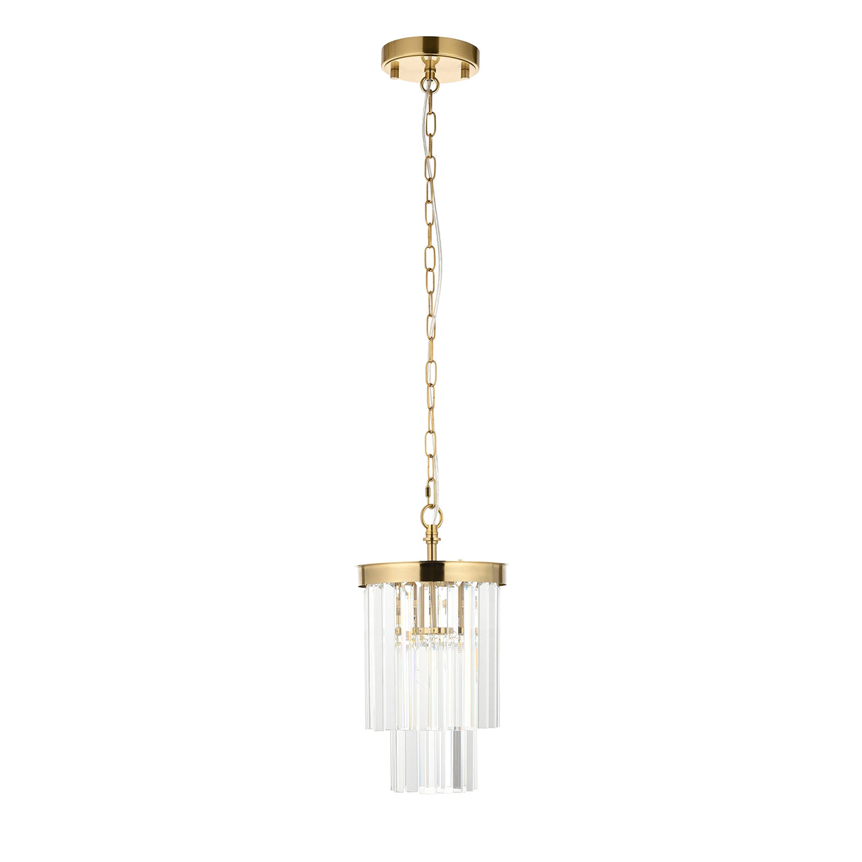 Endon Conaston Pendant Brushed aged brass plate & clear cut glass