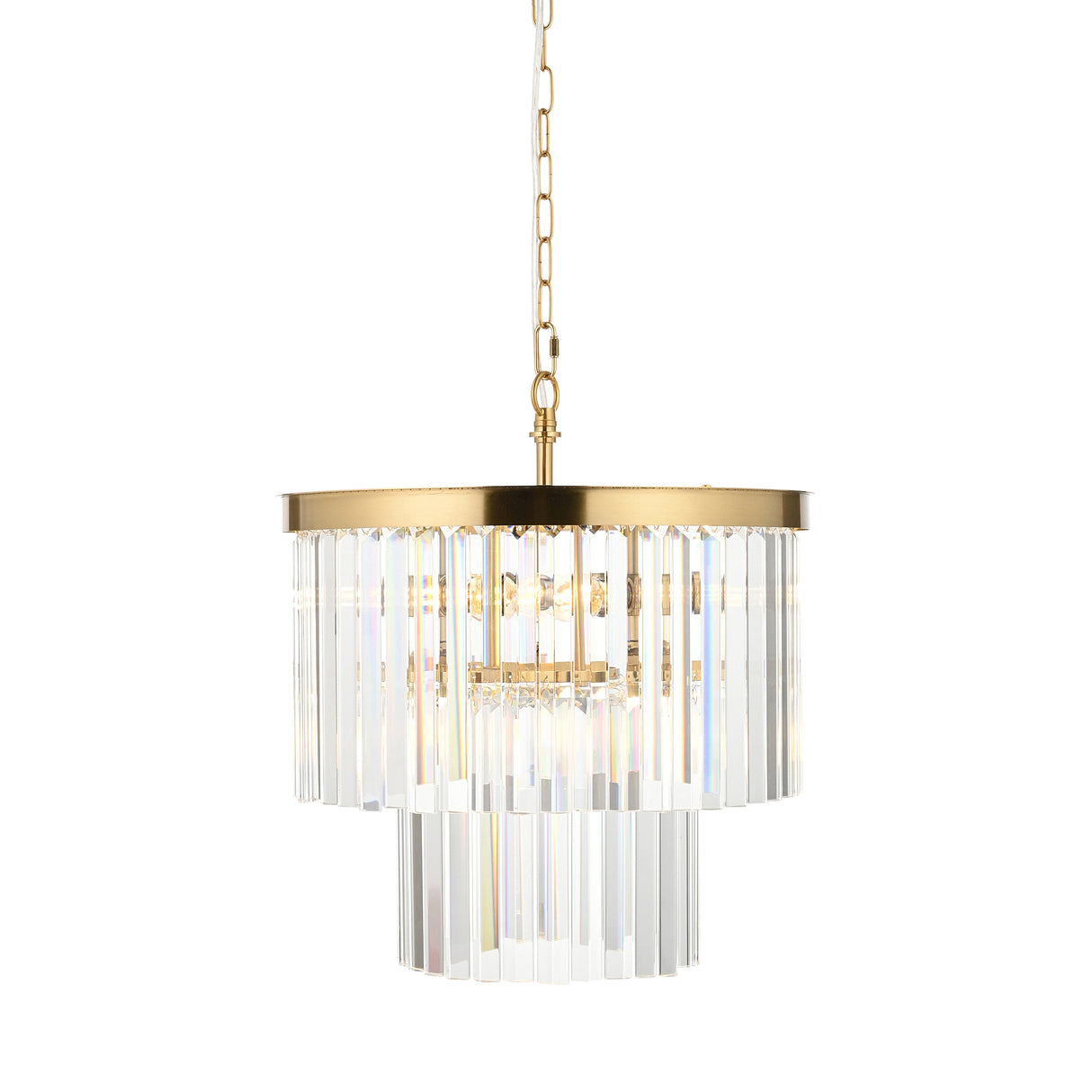 Endon Conaston 4lt Pendant Brushed aged brass plate & clear cut glass