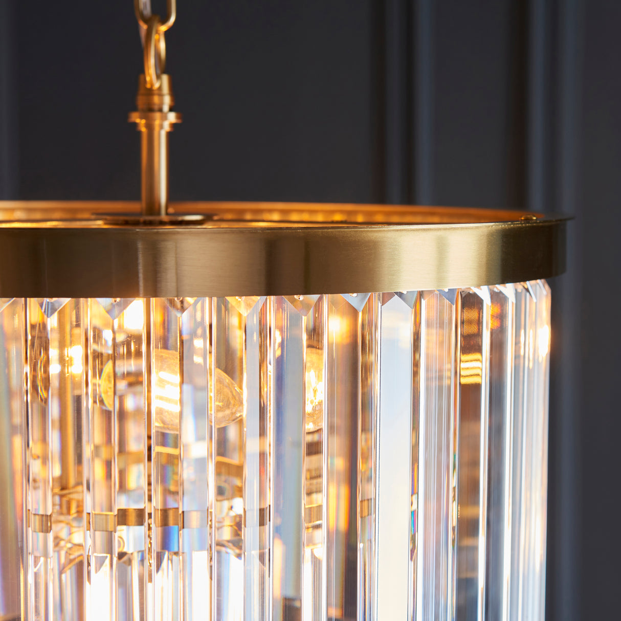 Endon Conaston 4lt Pendant Brushed aged brass plate & clear cut glass