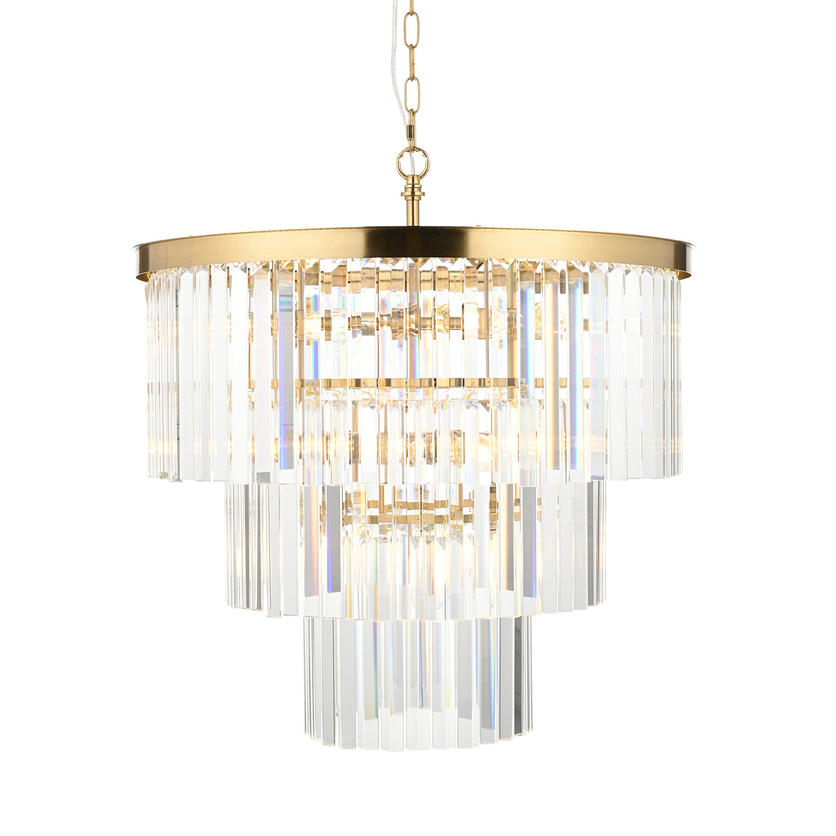 Endon Conaston 7lt Pendant Brushed aged brass plate & clear cut glass