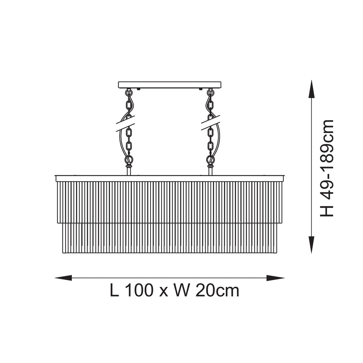 Endon Conaston 4lt Linear Pendant Brushed aged brass plate & clear cut glass