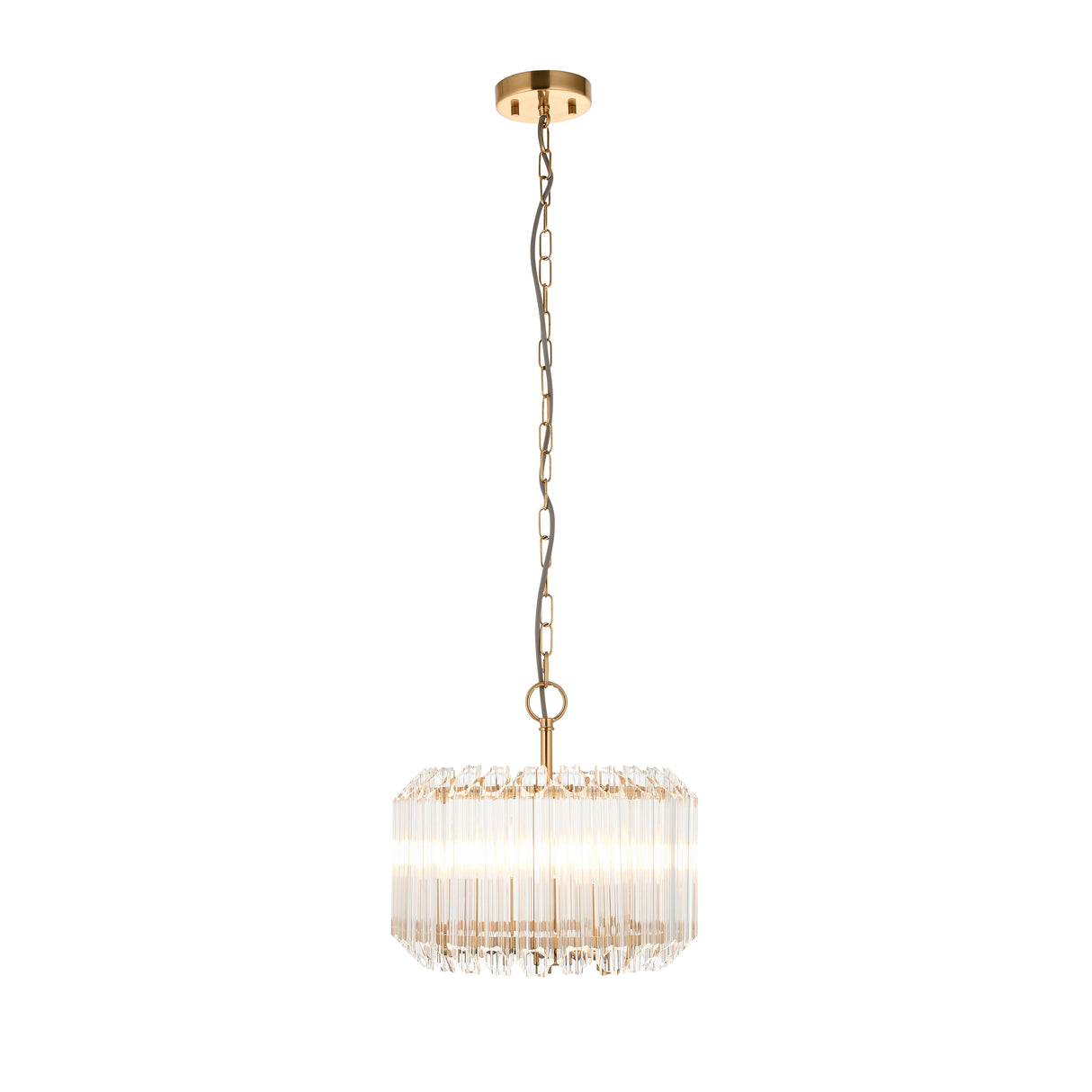 Endon Valentina 3lt Pendant Brushed aged brass plate & clear glass
