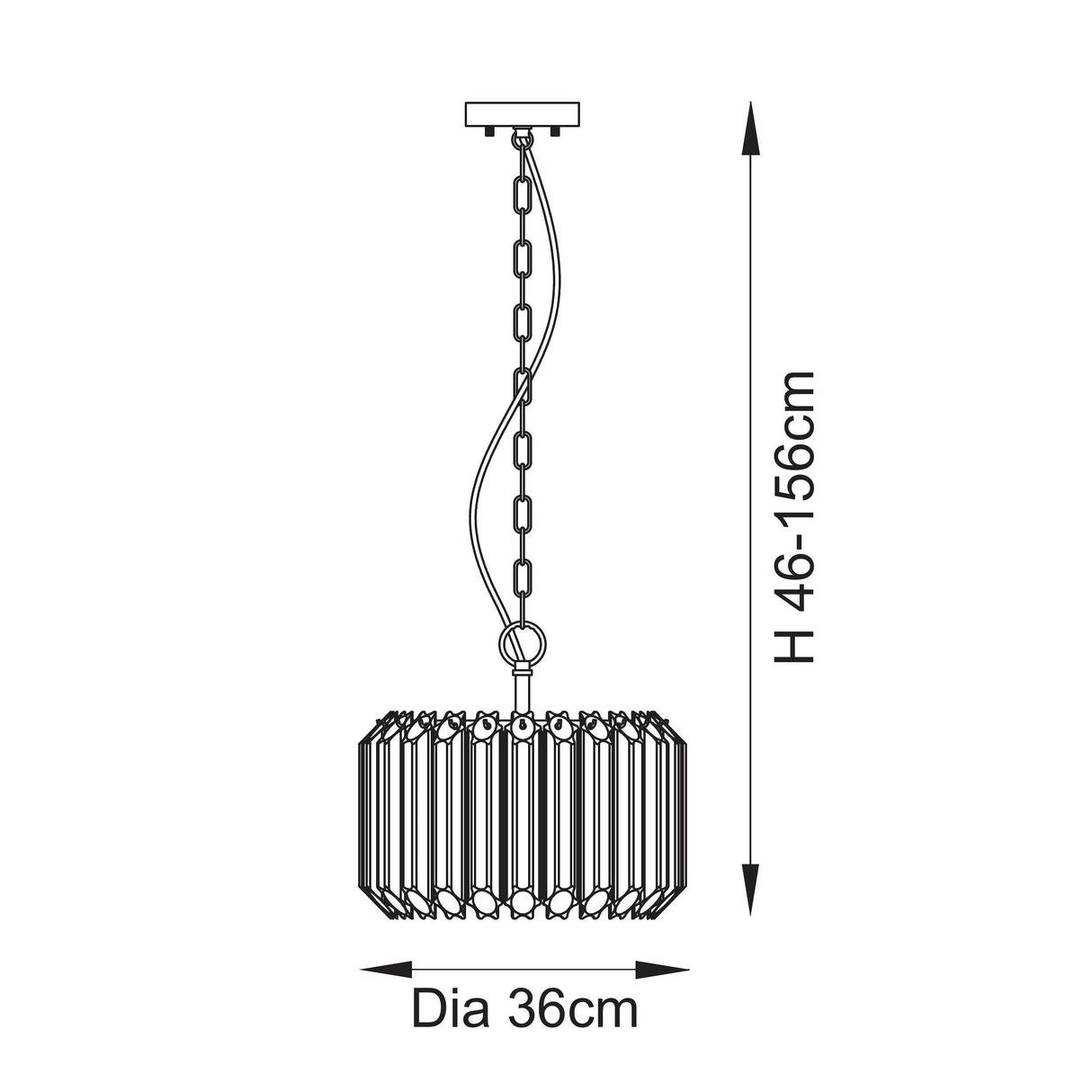 Endon Valentina 3lt Pendant Brushed aged brass plate & clear glass