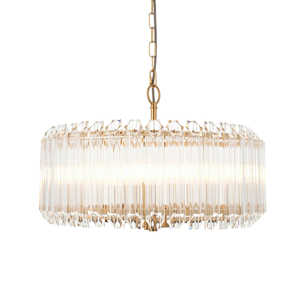 Endon Valentina 5lt Pendant Brushed aged brass plate & clear glass