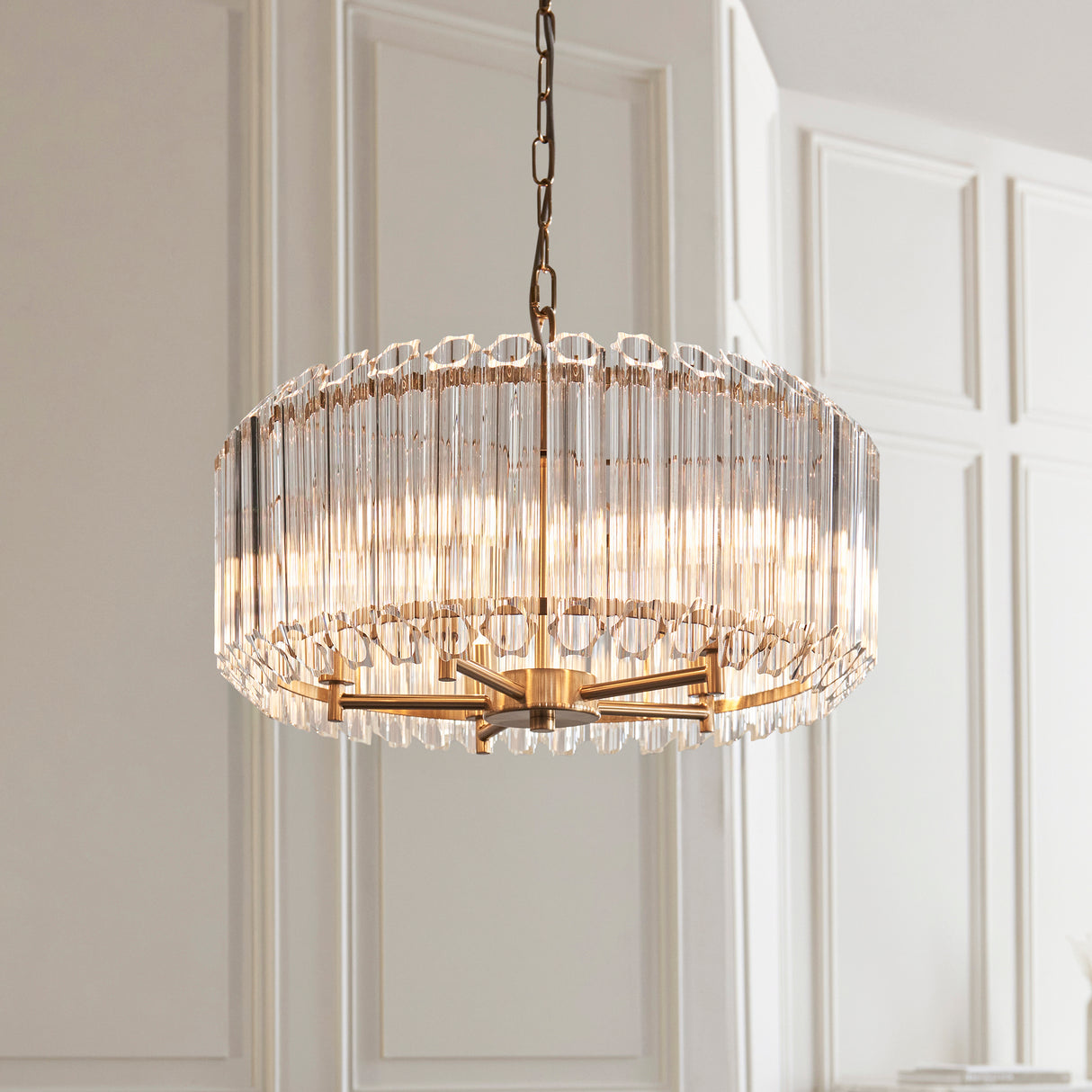 Endon Valentina 5lt Pendant Brushed aged brass plate & clear glass