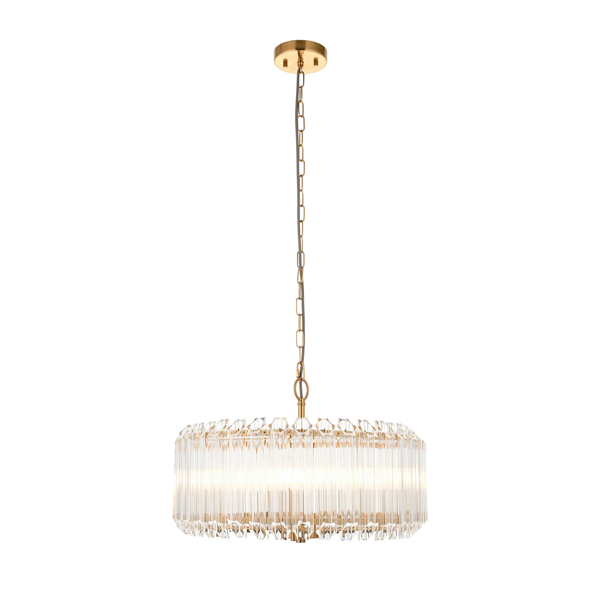 Endon Valentina 5lt Pendant Brushed aged brass plate & clear glass