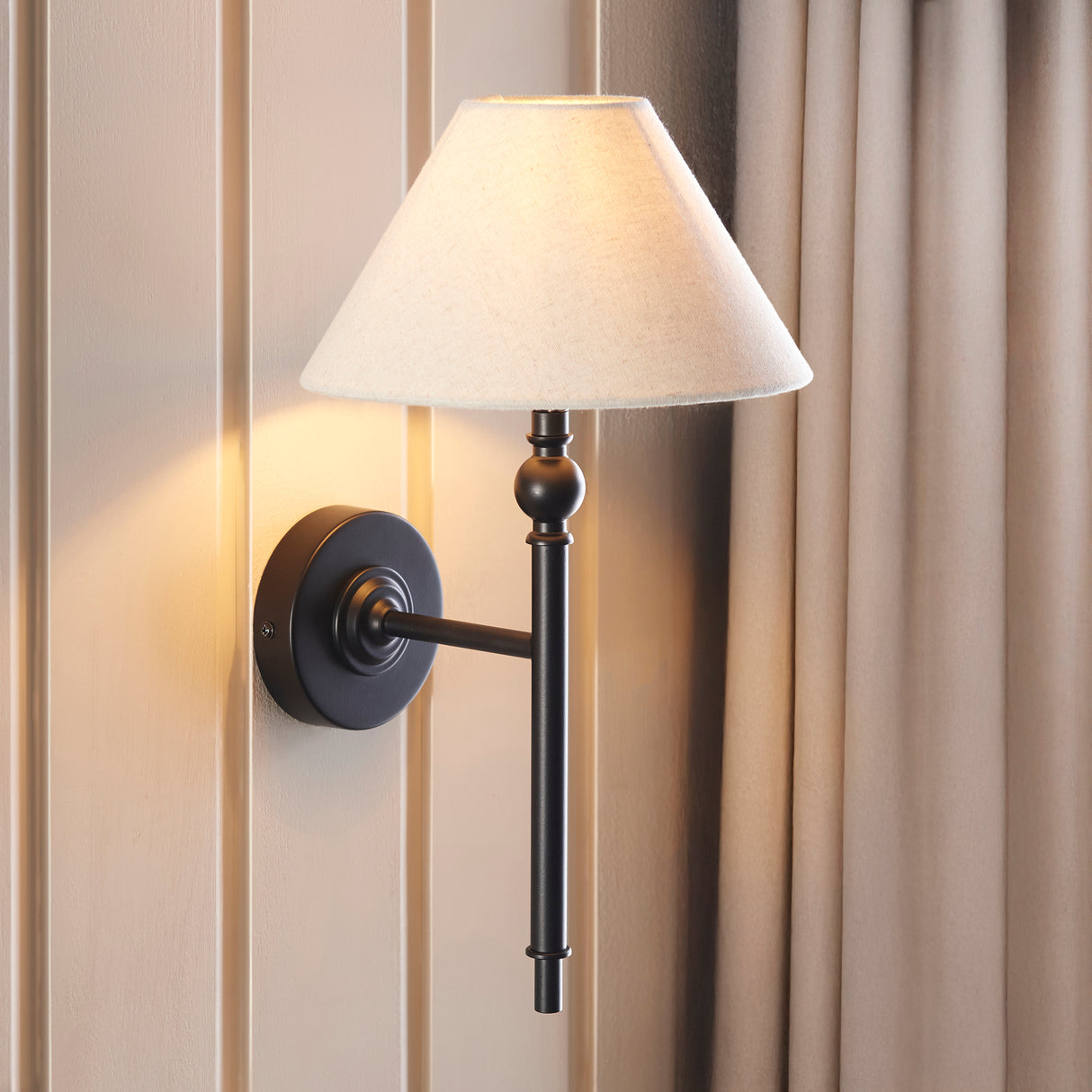 Endon Lille Wall Light Matt Black with Shade