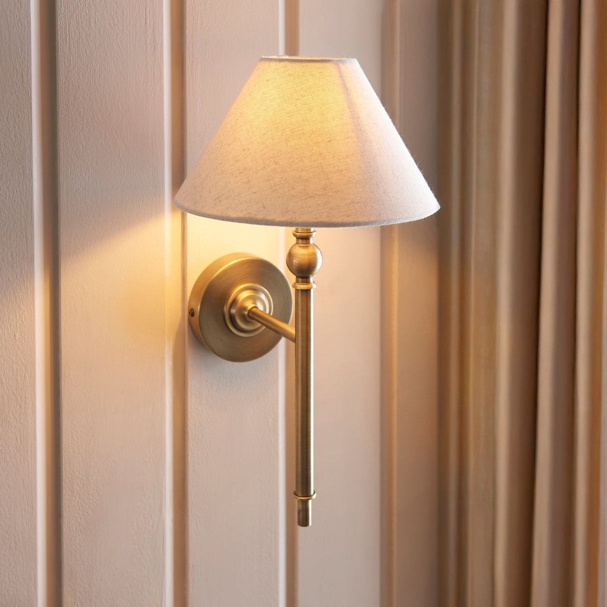 Endon Lille Wall Light Antique Brass with Shade