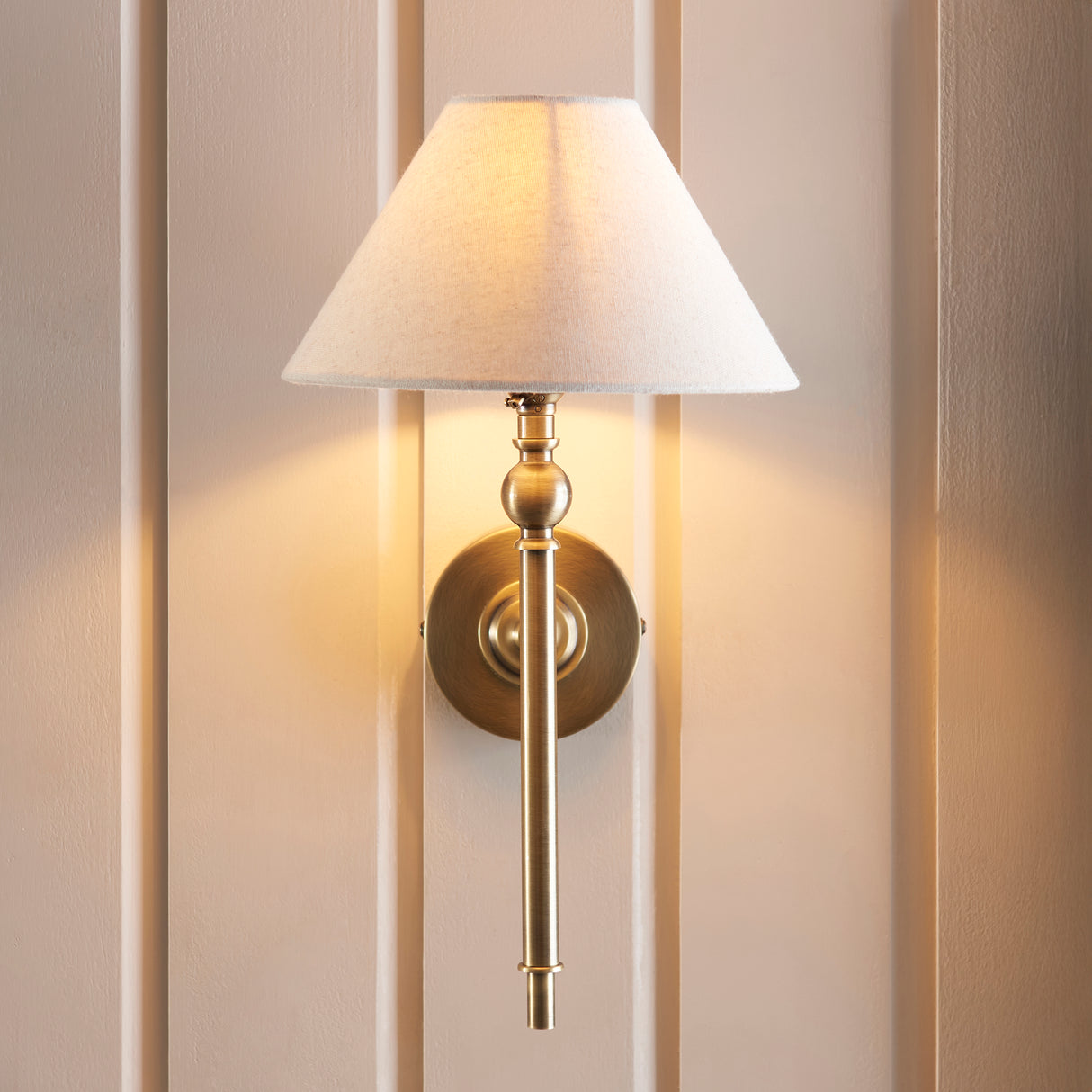 Endon Lille Wall Light Antique Brass with Shade