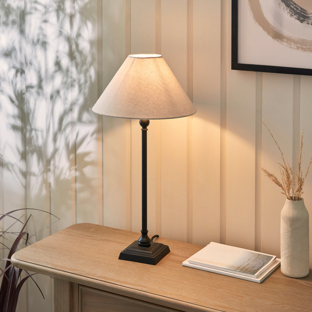 Endon Lille Table Table Lamp Matt Black with 31cm Shade
