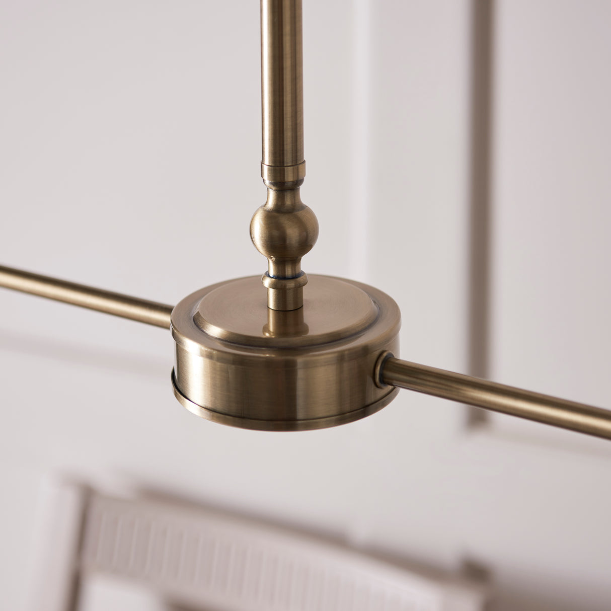 Endon Lille 2lt Linear Pendant Antique brass plate & natural faux linen