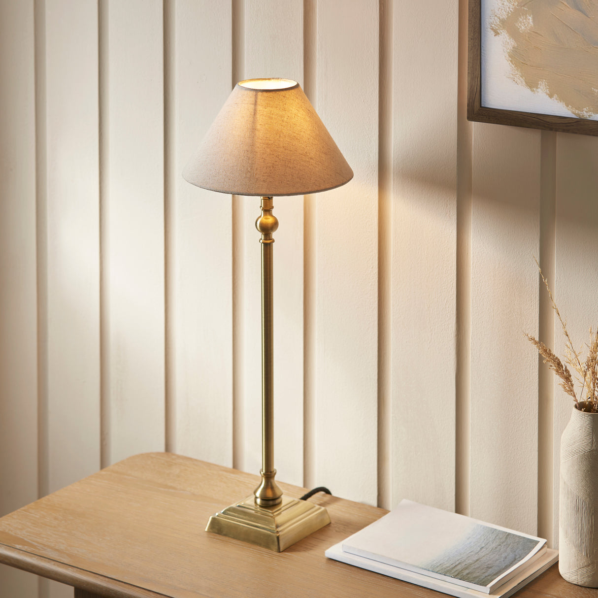 Endon Lille Table Table Lamp Antique Brass with 22cm Shade