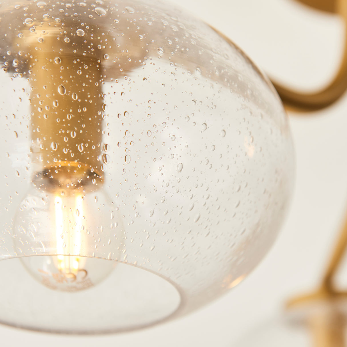 Endon Jacob 3lt Semi Flush Warm brass plate & clear bubble glass