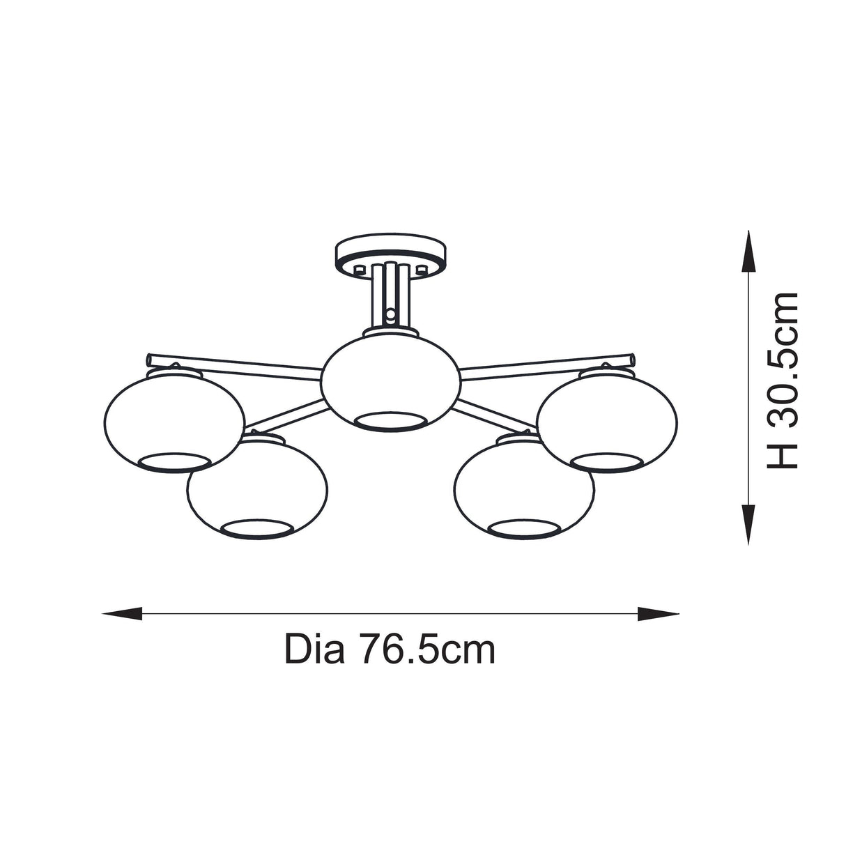 Endon Jacob 5lt Semi Flush Warm brass plate & clear bubble glass
