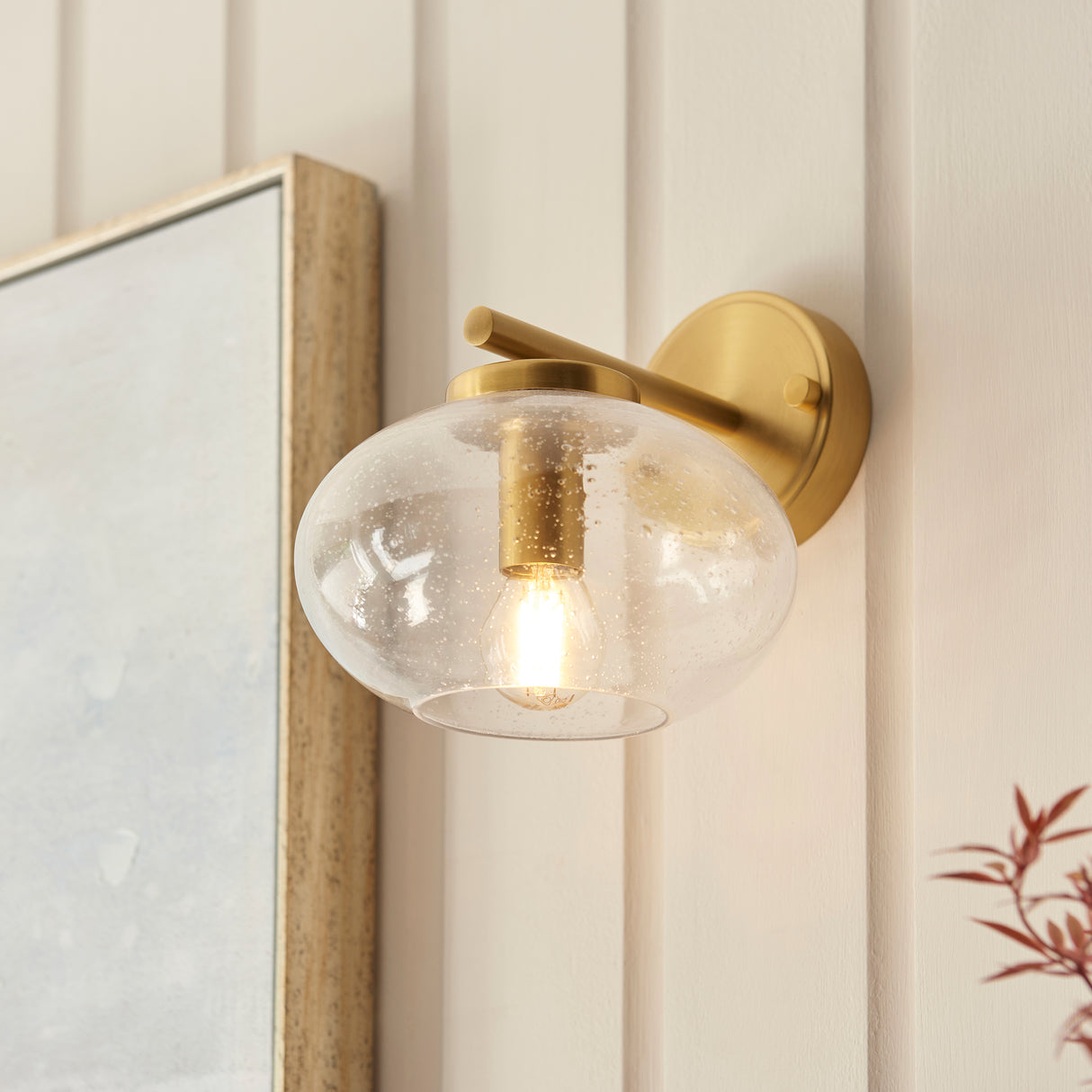 Endon Jacob Wall Warm brass plate & clear bubble glass