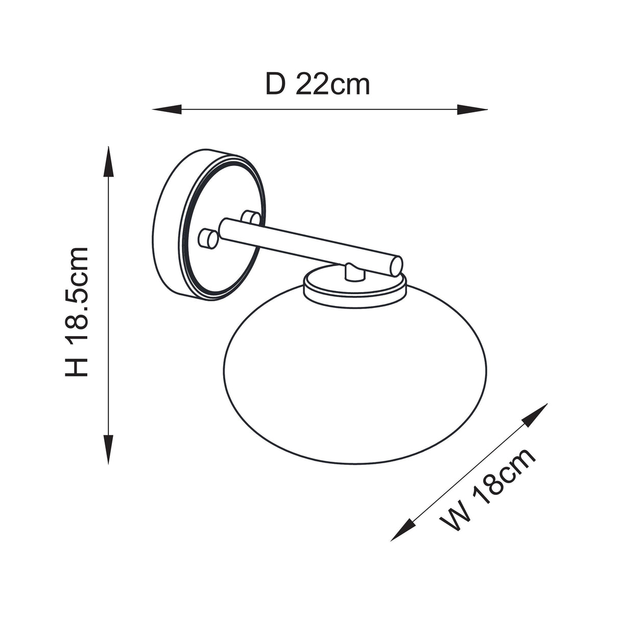 Endon Jacob Wall Warm brass plate & clear bubble glass