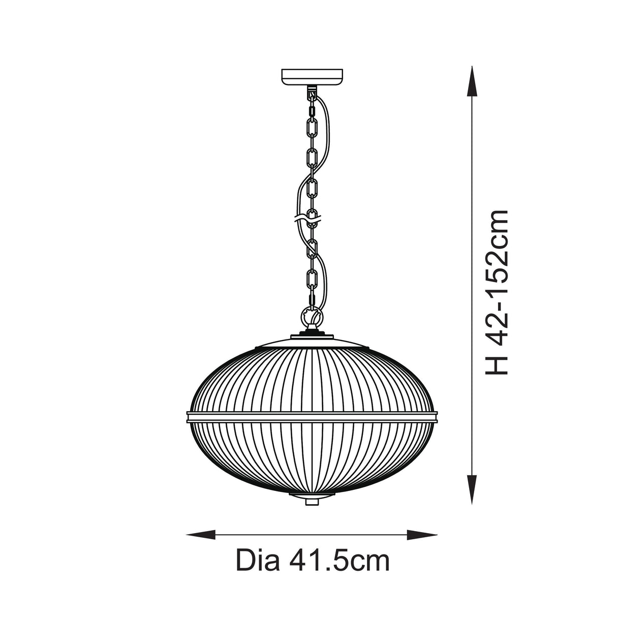 Endon Somerset 3lt Pendant Vintage brass finish & clear ribbed glass