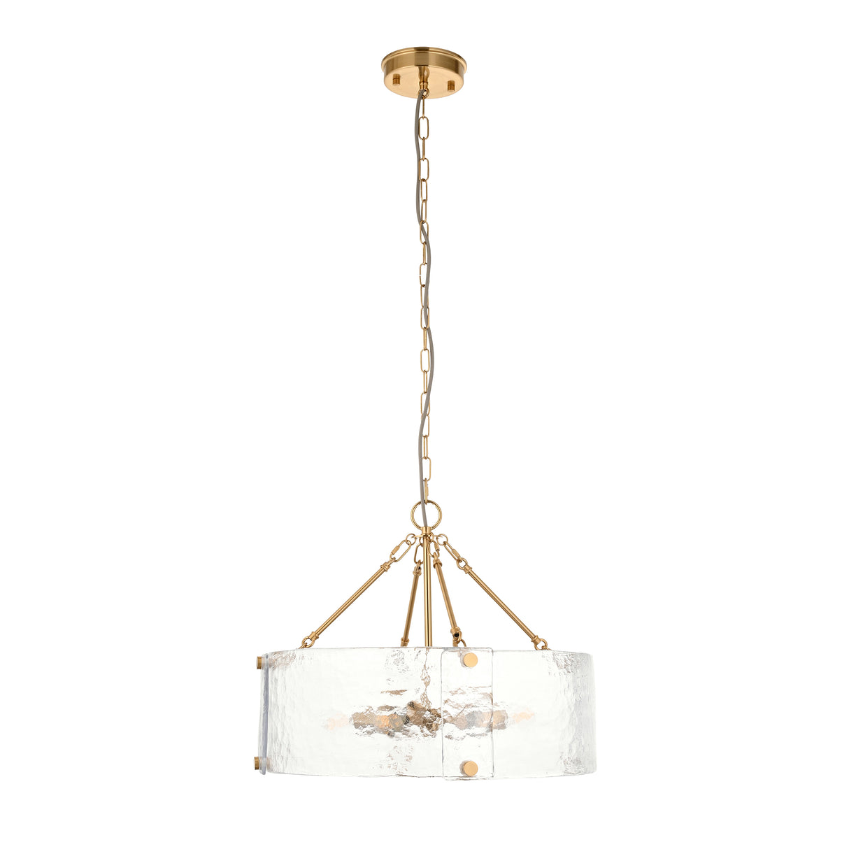 Endon Keller 6lt Pendant Brushed aged brass plate & handmade textured clear glass