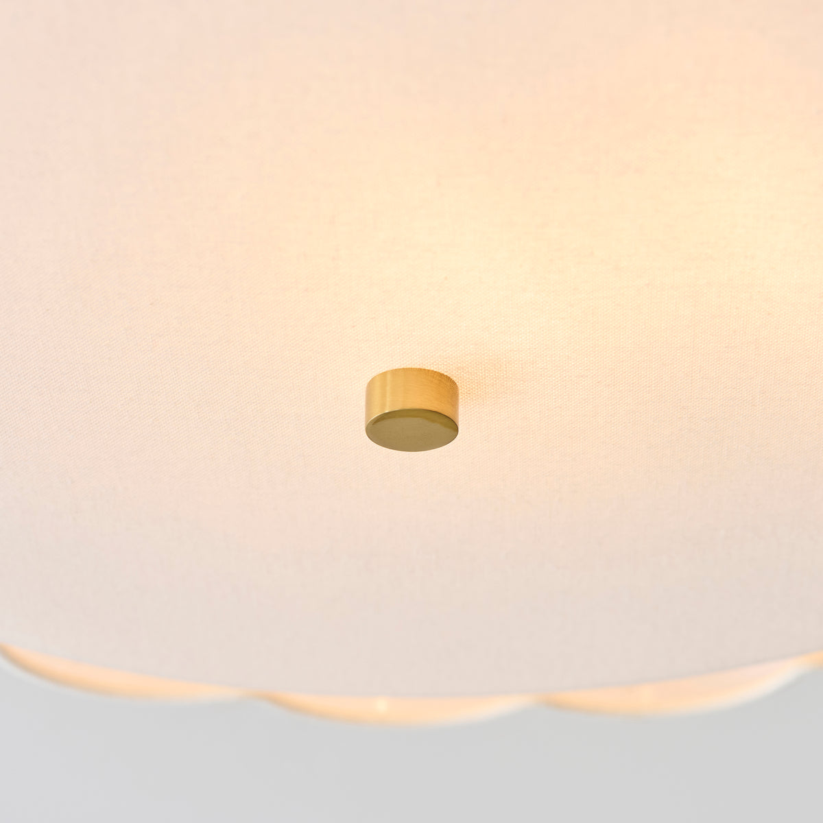 Endon Serene 2lt Flush Brushed aged brass plate & vintage white cotton