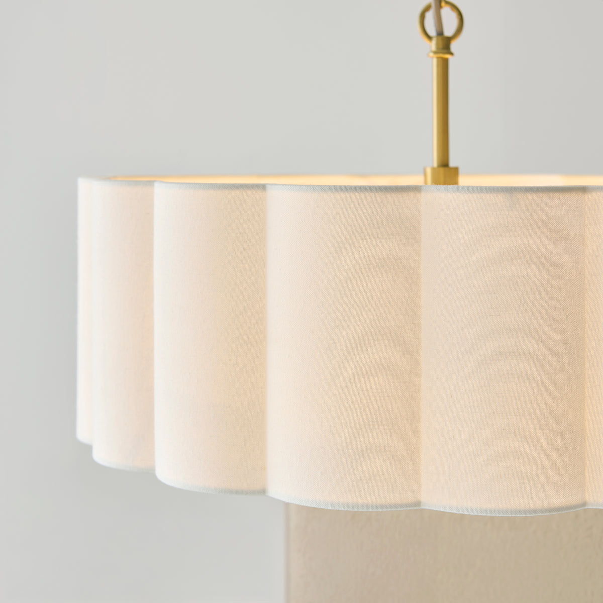 Endon Serene 3lt Pendant Brushed aged brass plate & vintage white cotton