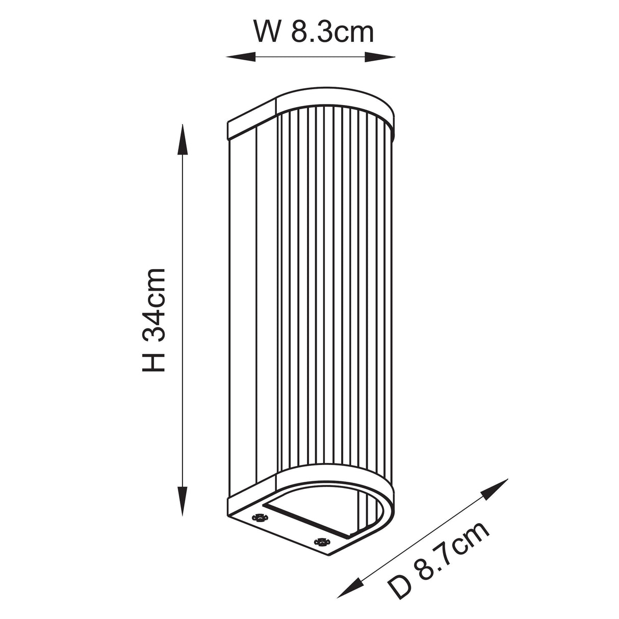 Endon Ridgeton 2lt Wall Antique brass plate & clear ribbed glass