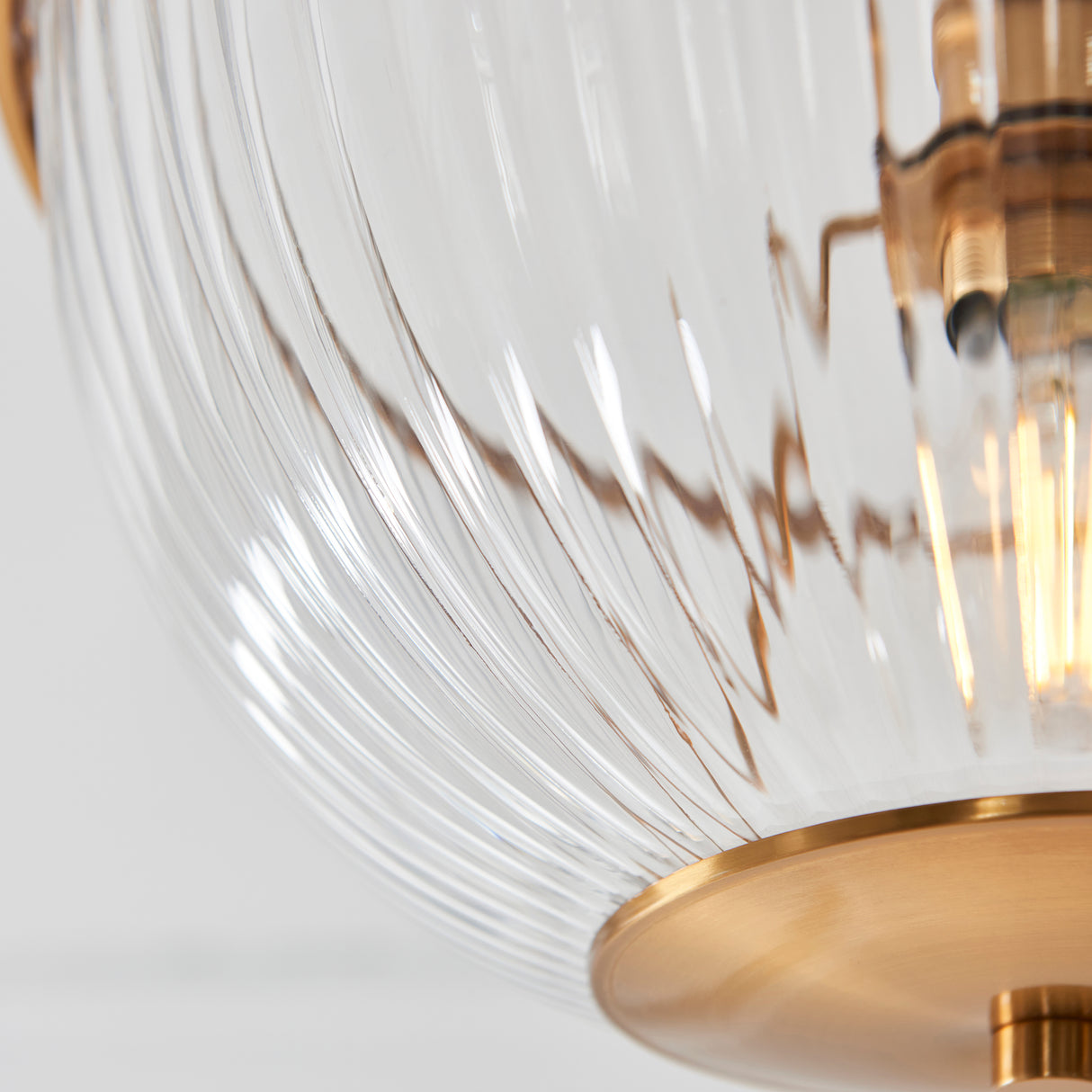 Endon Somerset Uplighter Flush Vintage brass finish & clear ribbed glass