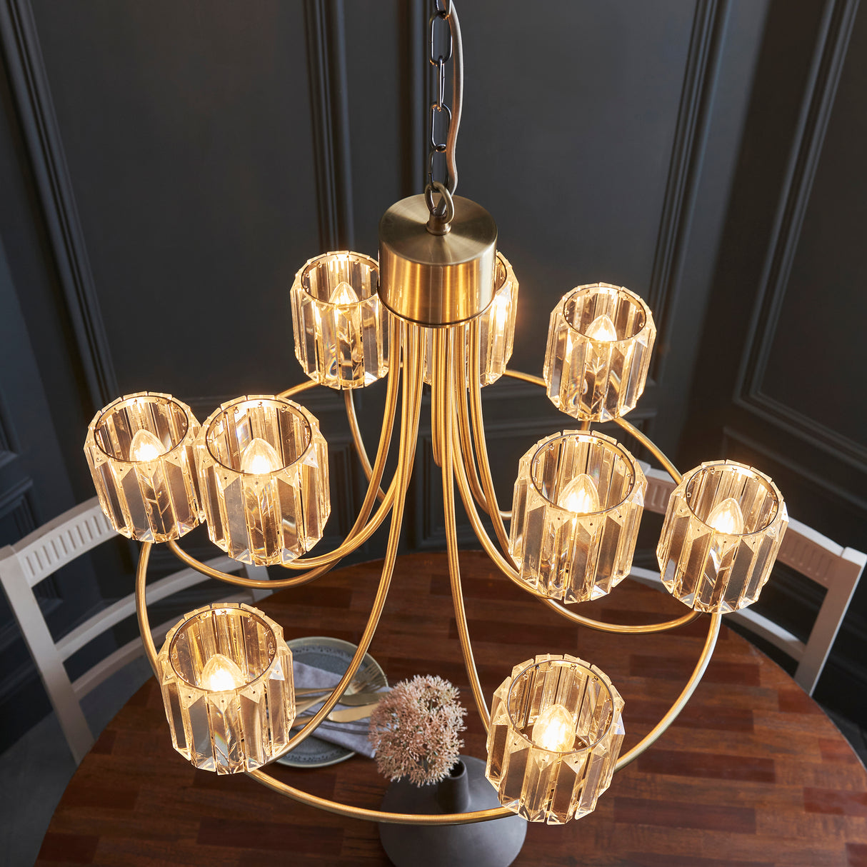 Endon Berenice 9lt Tiered Pendant Antique Brass