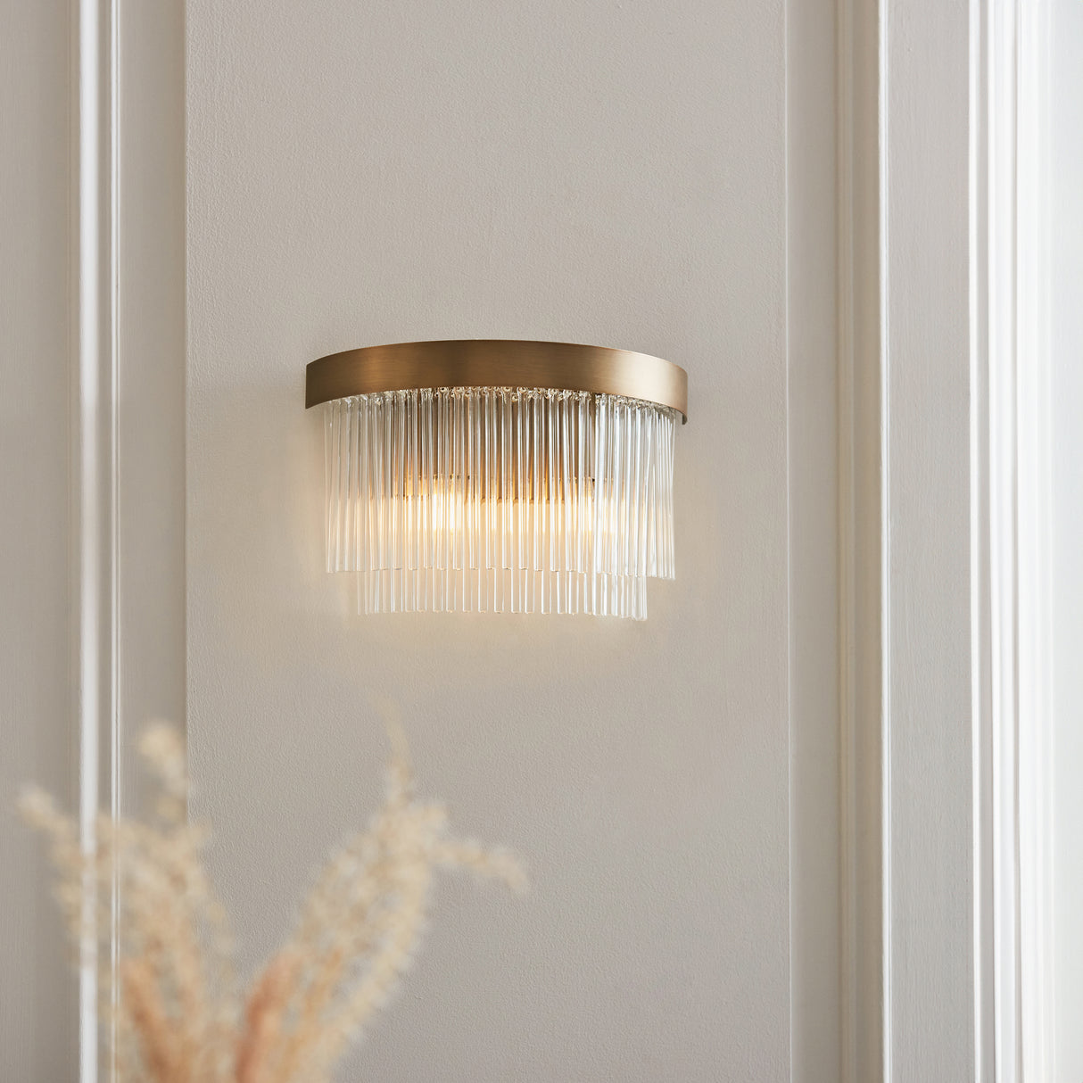 Endon Clermont 2lt Wall Light Warm Antique Brass & Glass