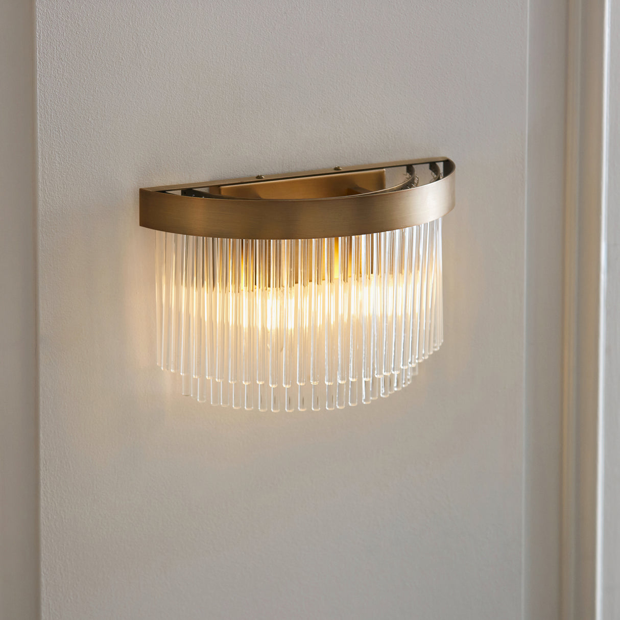 Endon Clermont 2lt Wall Light Warm Antique Brass & Glass