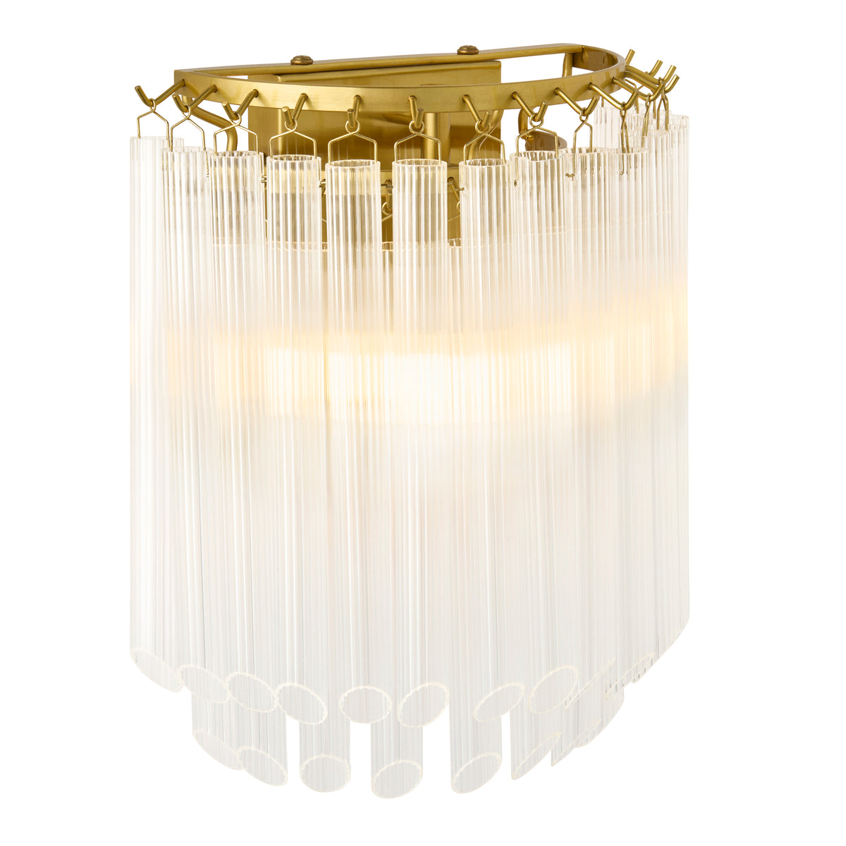 Endon Montpellier Wall Brushed aged brass plate & clear ribbed glass