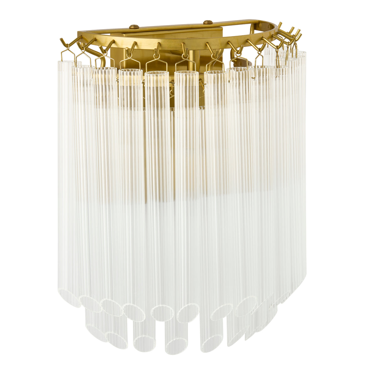 Endon Montpellier Wall Brushed aged brass plate & clear ribbed glass