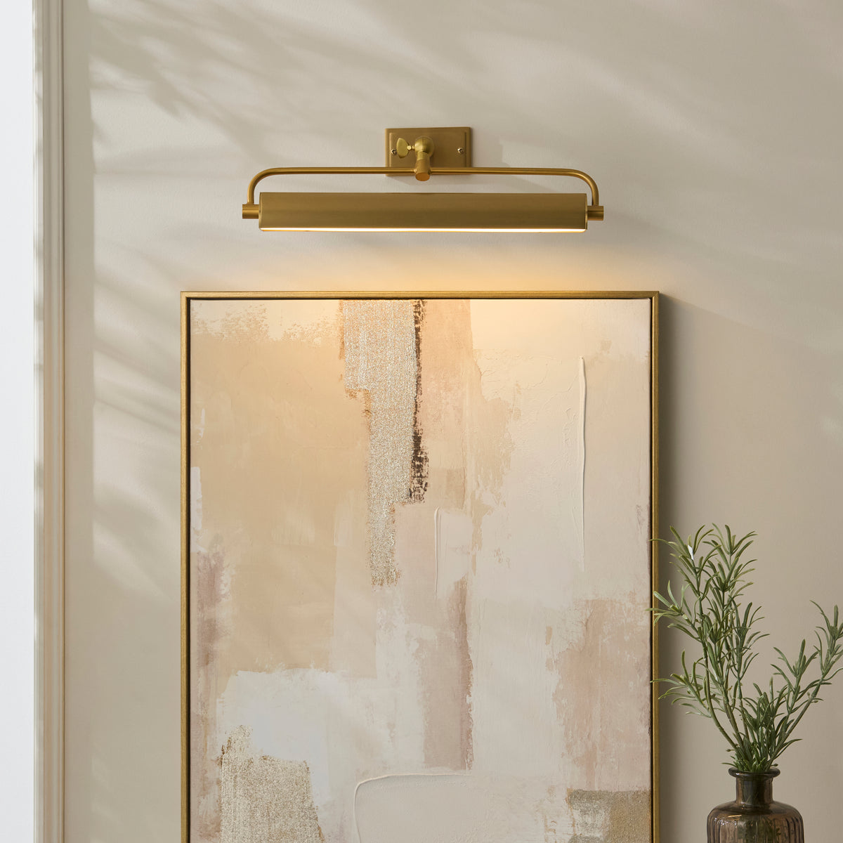 Endon Nantes Rechargeable Picture Light Warm brass plate & frosted pc