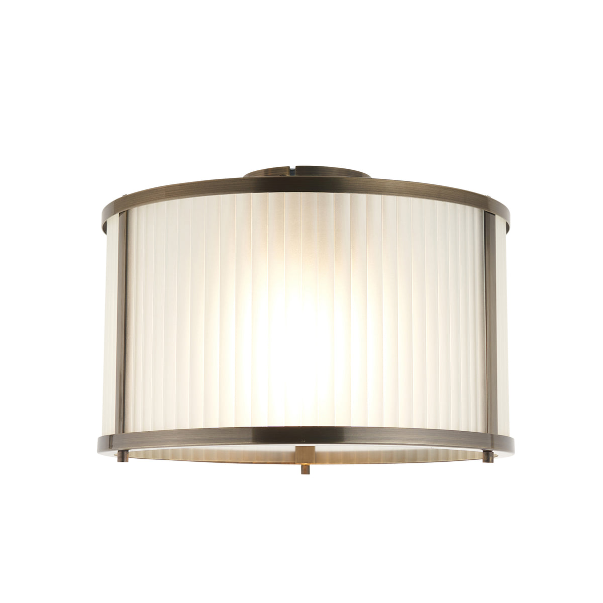 Endon Ridgeton Flush Antique brass plate & frosted ribbed glass