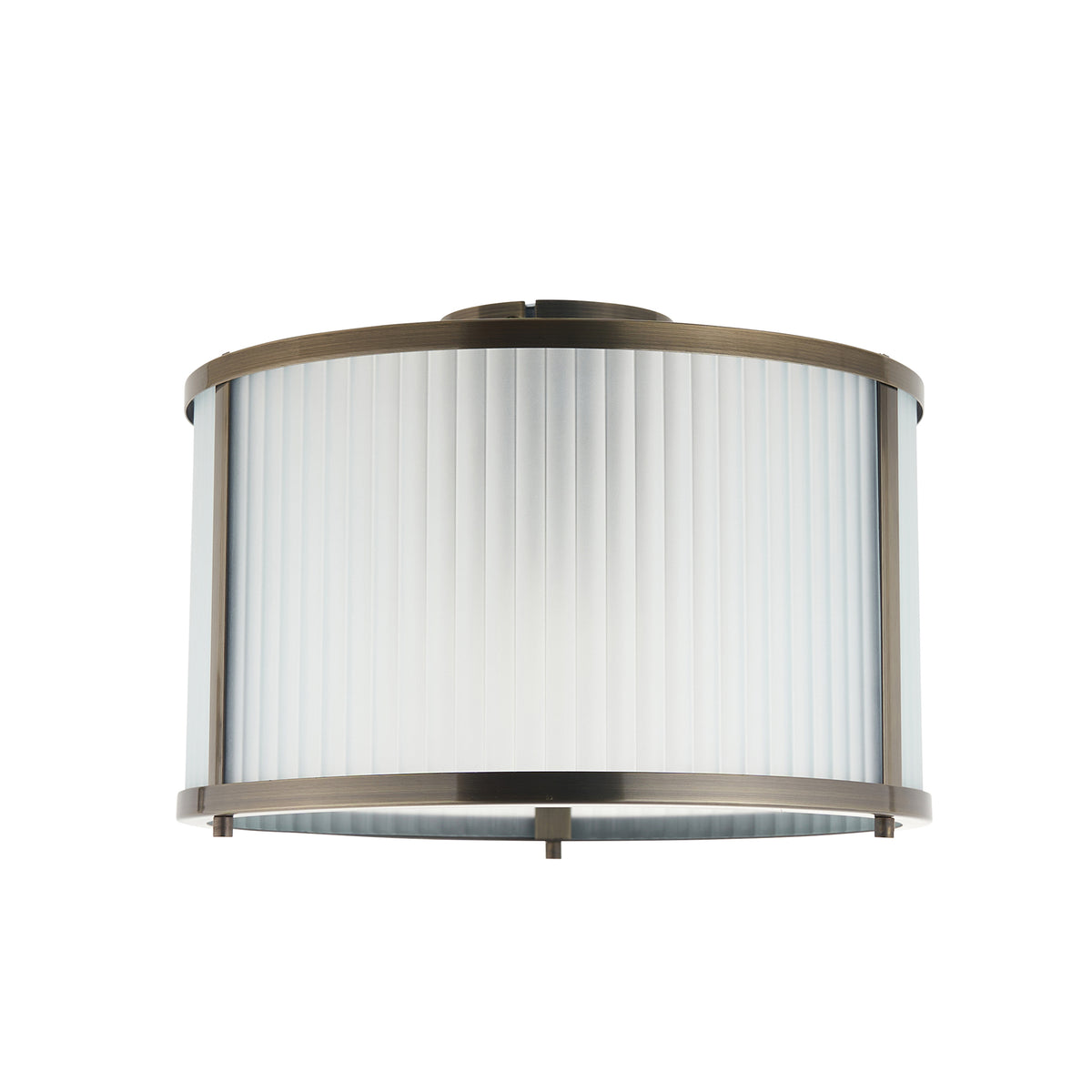 Endon Ridgeton Flush Antique brass plate & frosted ribbed glass