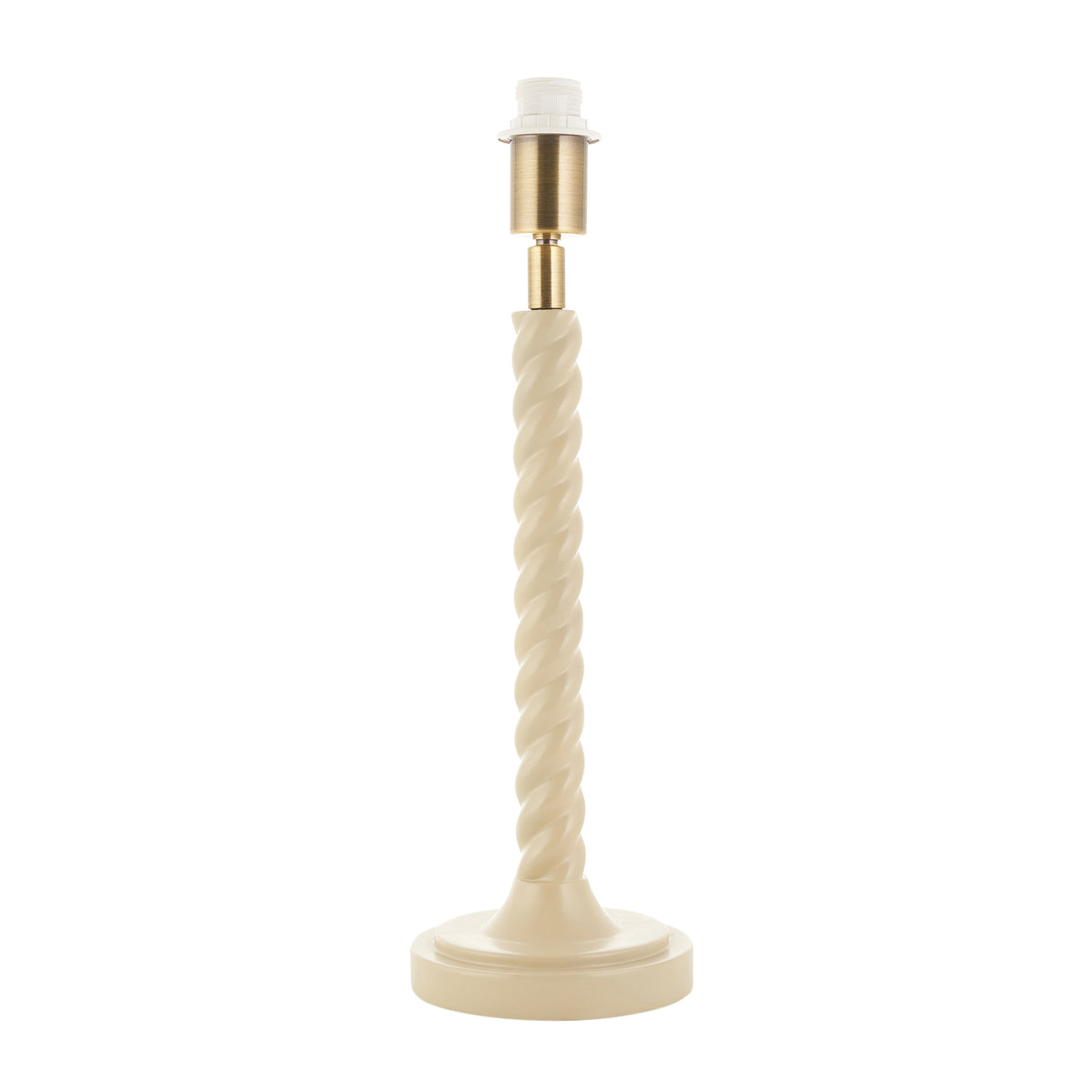 Endon Twist Table Base Satin almond white paint & antique brass plate