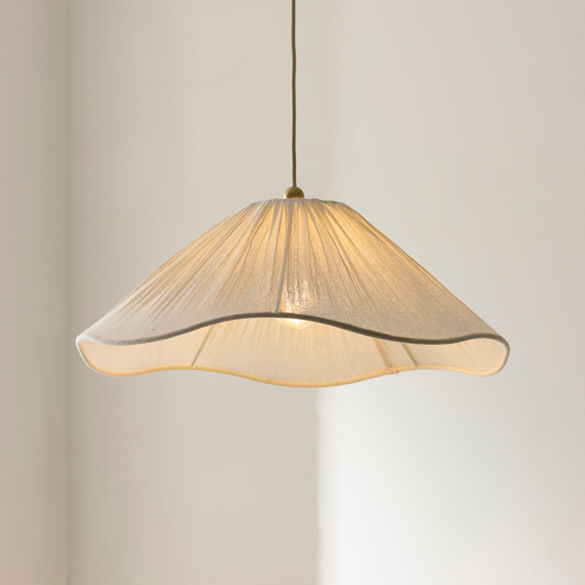 Endon Isabella Pendant Brushed aged brass plate & vintage white fabric