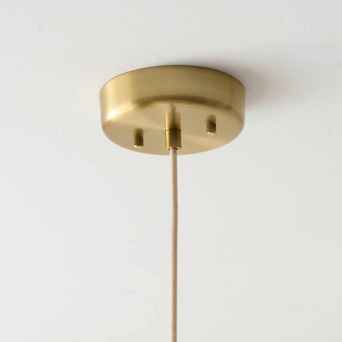 Endon Isabella Pendant Brushed aged brass plate & vintage white fabric