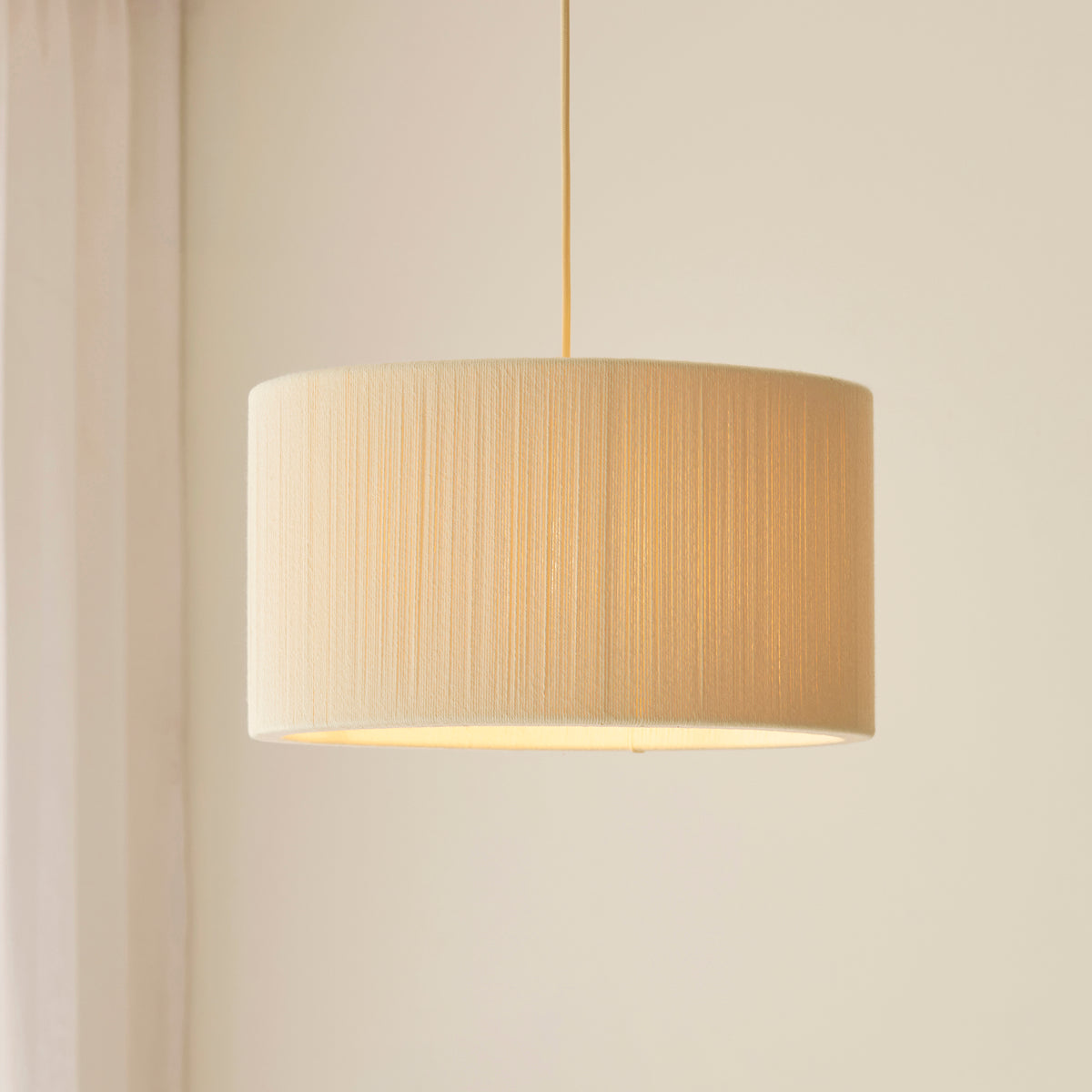 Endon Noah Pendant Cream cotton & brushed brass plate