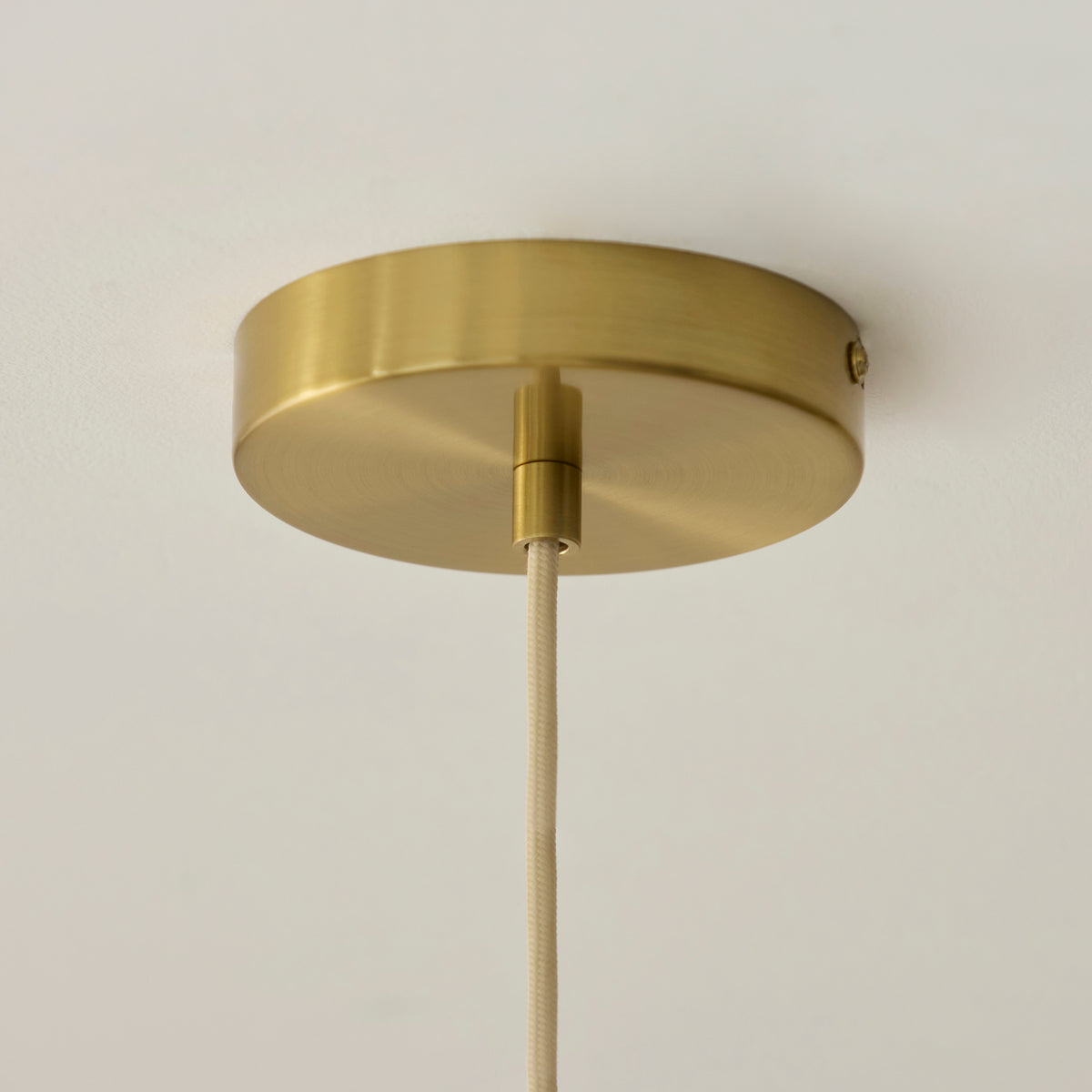 Endon Noah Pendant Cream cotton & brushed brass plate
