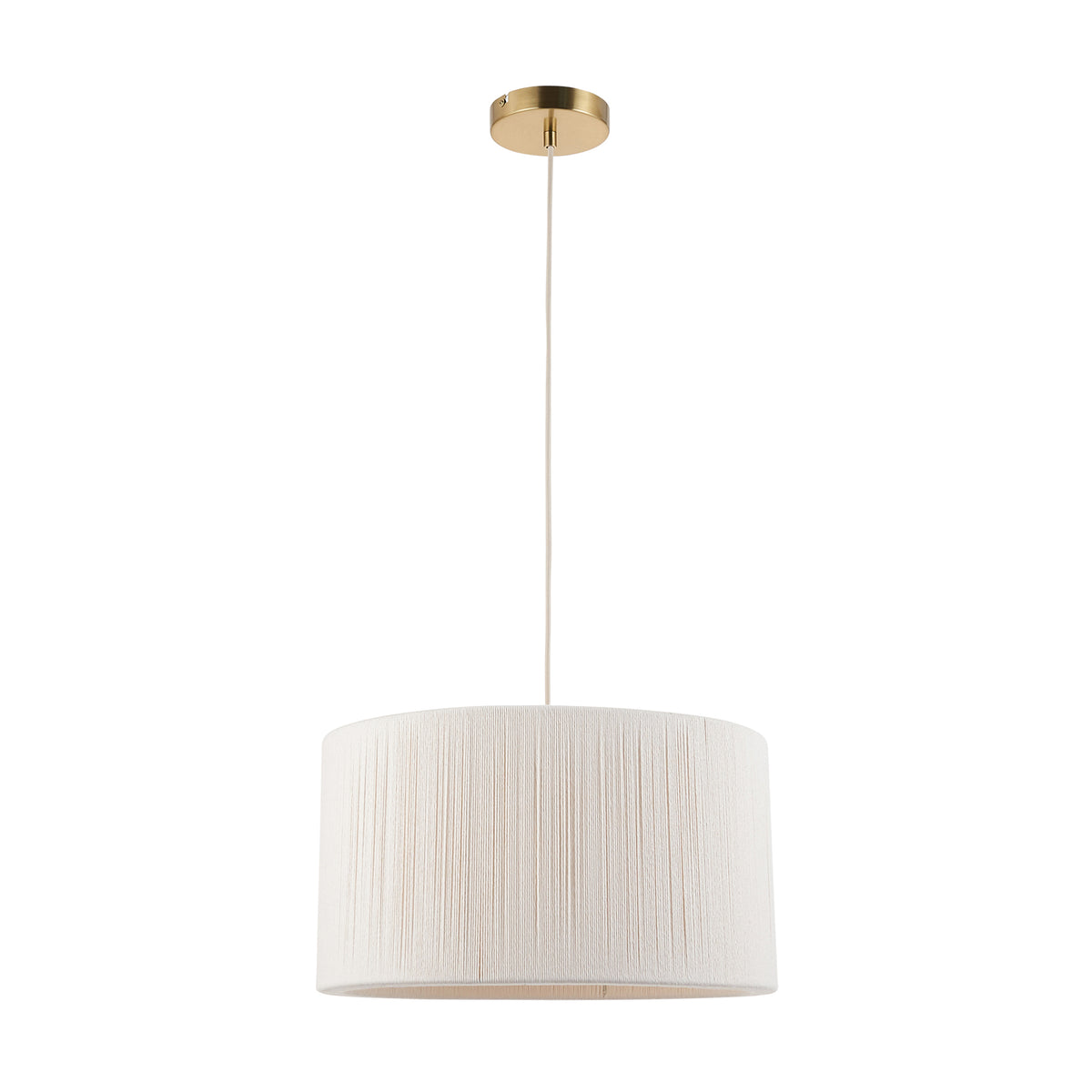 Endon Noah Pendant Cream cotton & brushed brass plate