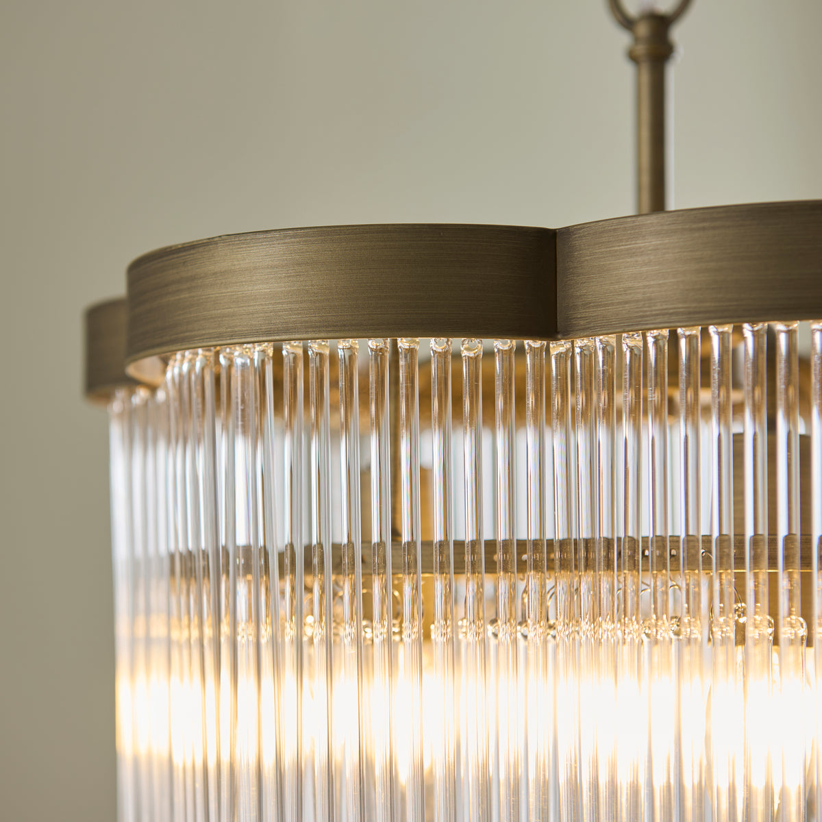 Endon Lucille 3lt Pendant Antique brass & clear glass