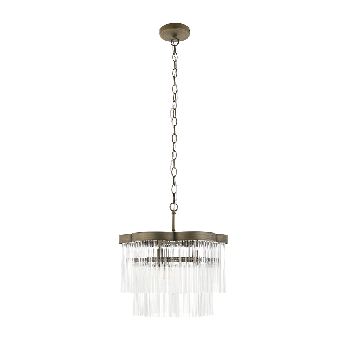 Endon Lucille 3lt Pendant Antique brass & clear glass